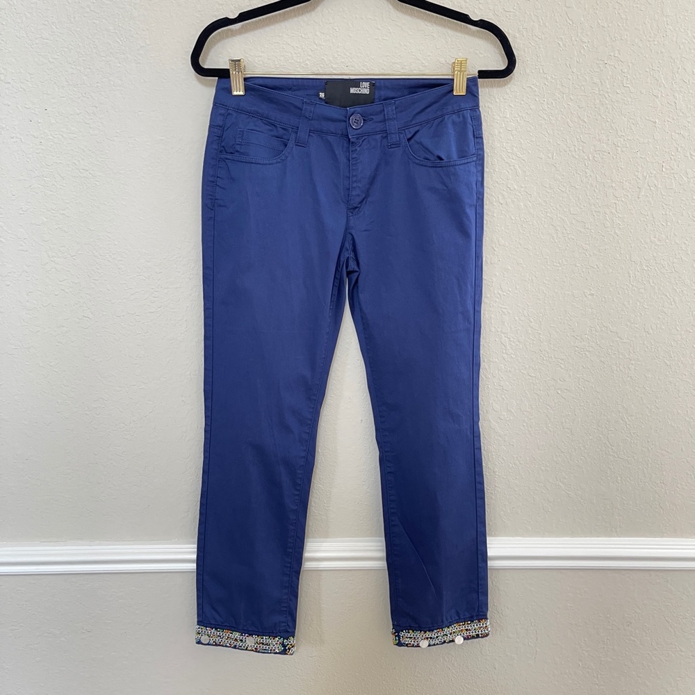 Love Moschino | Cropped Cigarette Trousers in Blue